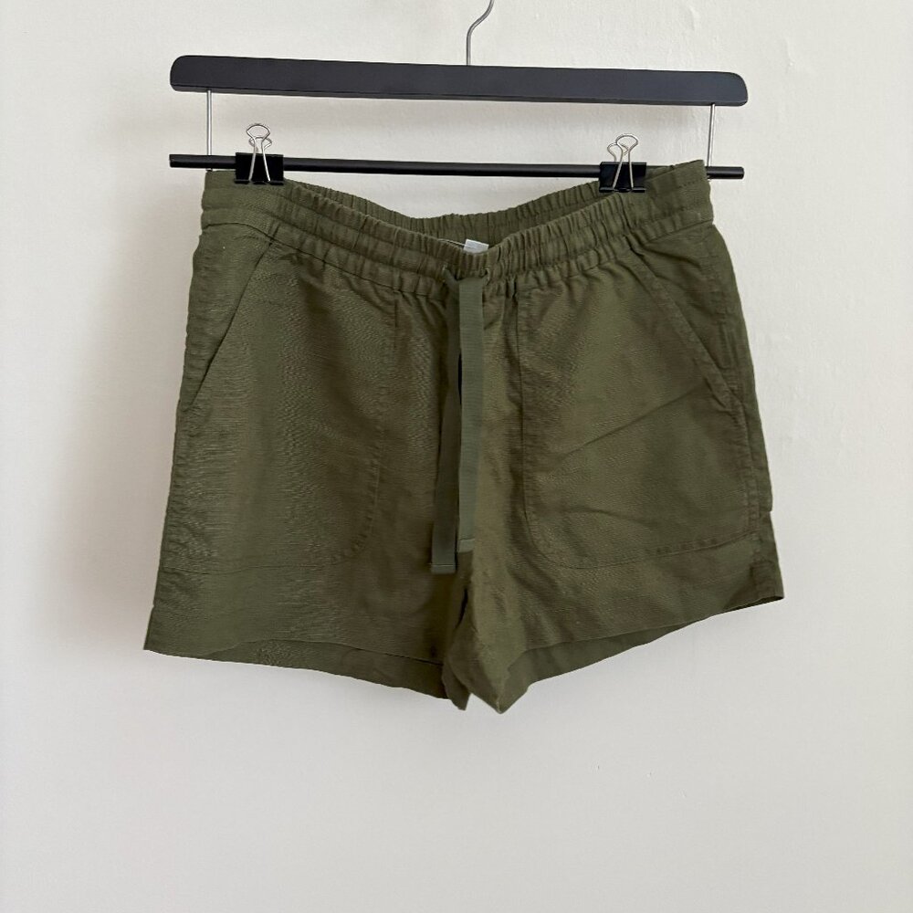 J. Crew Army Green Linen Drawstring Shorts - Size Extra Small (XS) - NWT